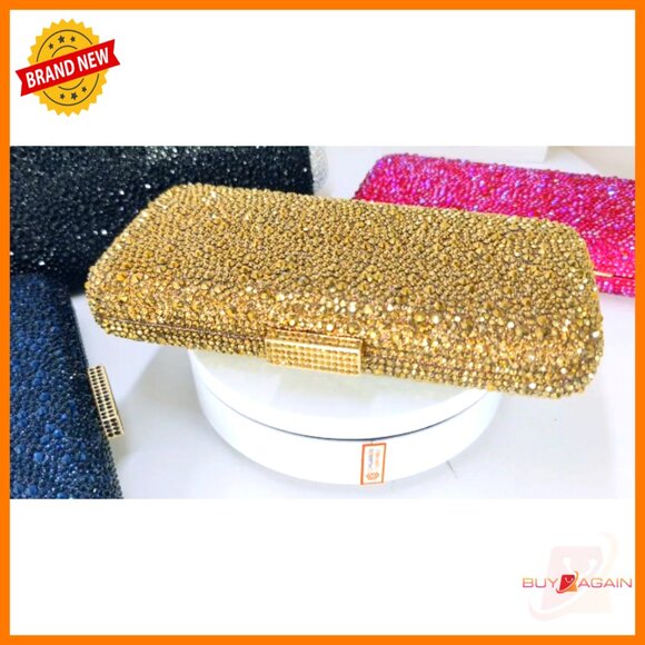 Mini Rhinestone Clutch Purse with Detachable Chain Straps for Evening Events